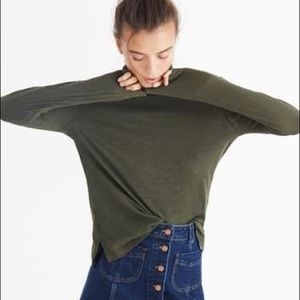 Madewell Whisper Cotton Turtleneck in Forest Moss
